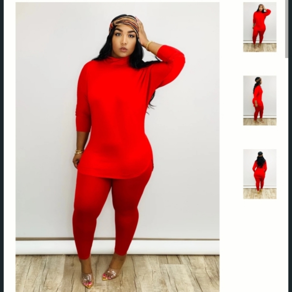 Red 2 Pc Leggings Set